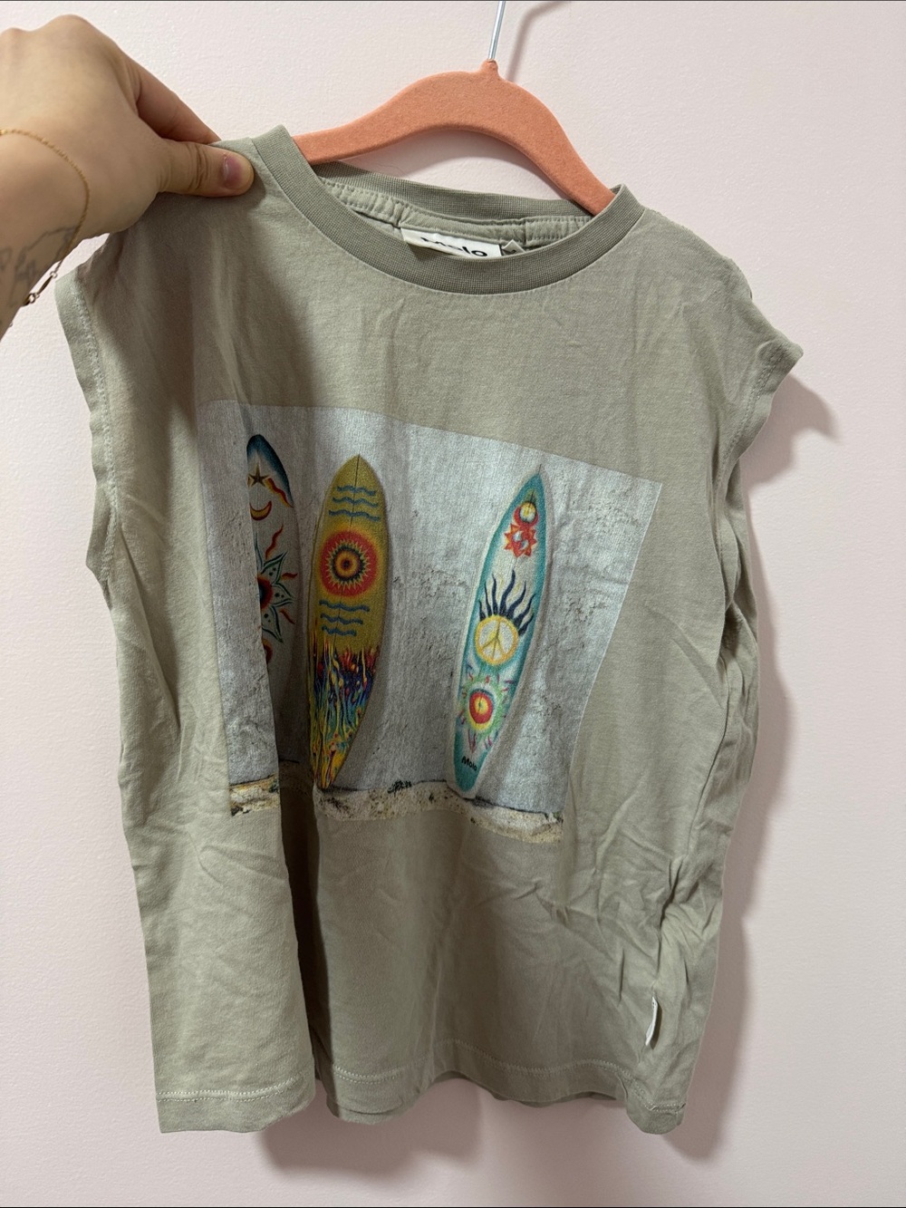 Molo Sage Green Surfboard Print Tank Top
